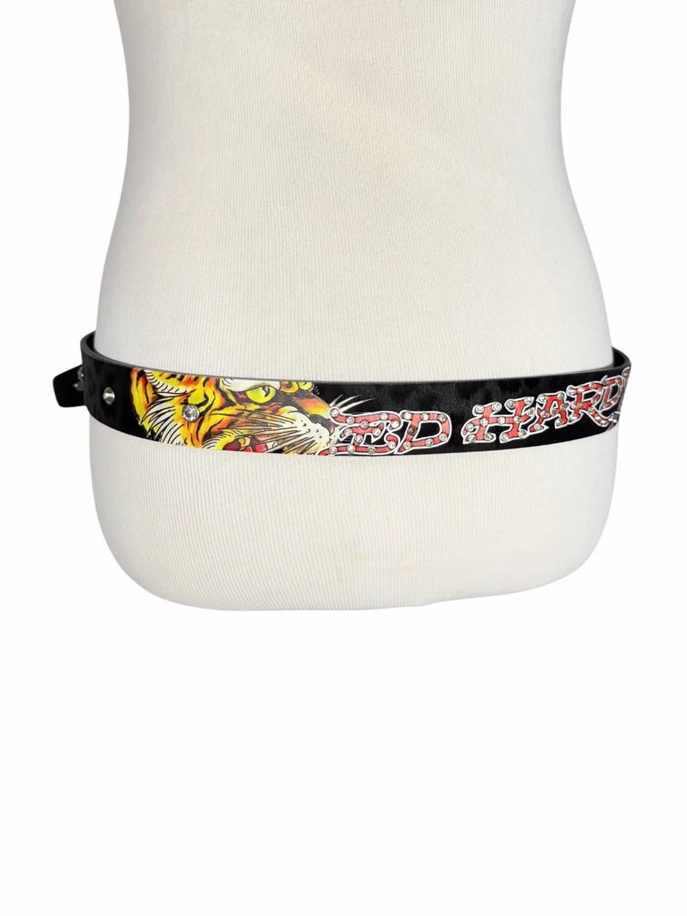 NEW Ed Hardy Leopard Black Rhinestone Belt Black Women L XL Y2K